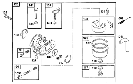 Carburetor Assembly Diagram and Parts List for 99772-3026-01  Briggs and Stratton Engine